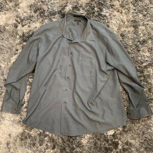 ARROW Mens Button Front Wrinkle Free Long Sleeve Gray Shirt XXL 18-18 1/2